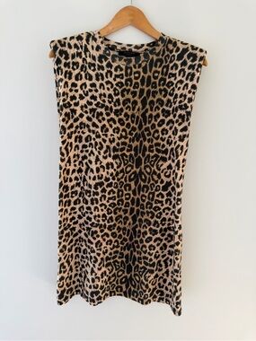 All Saints Leopard Print Mini Dress in Beige and Black